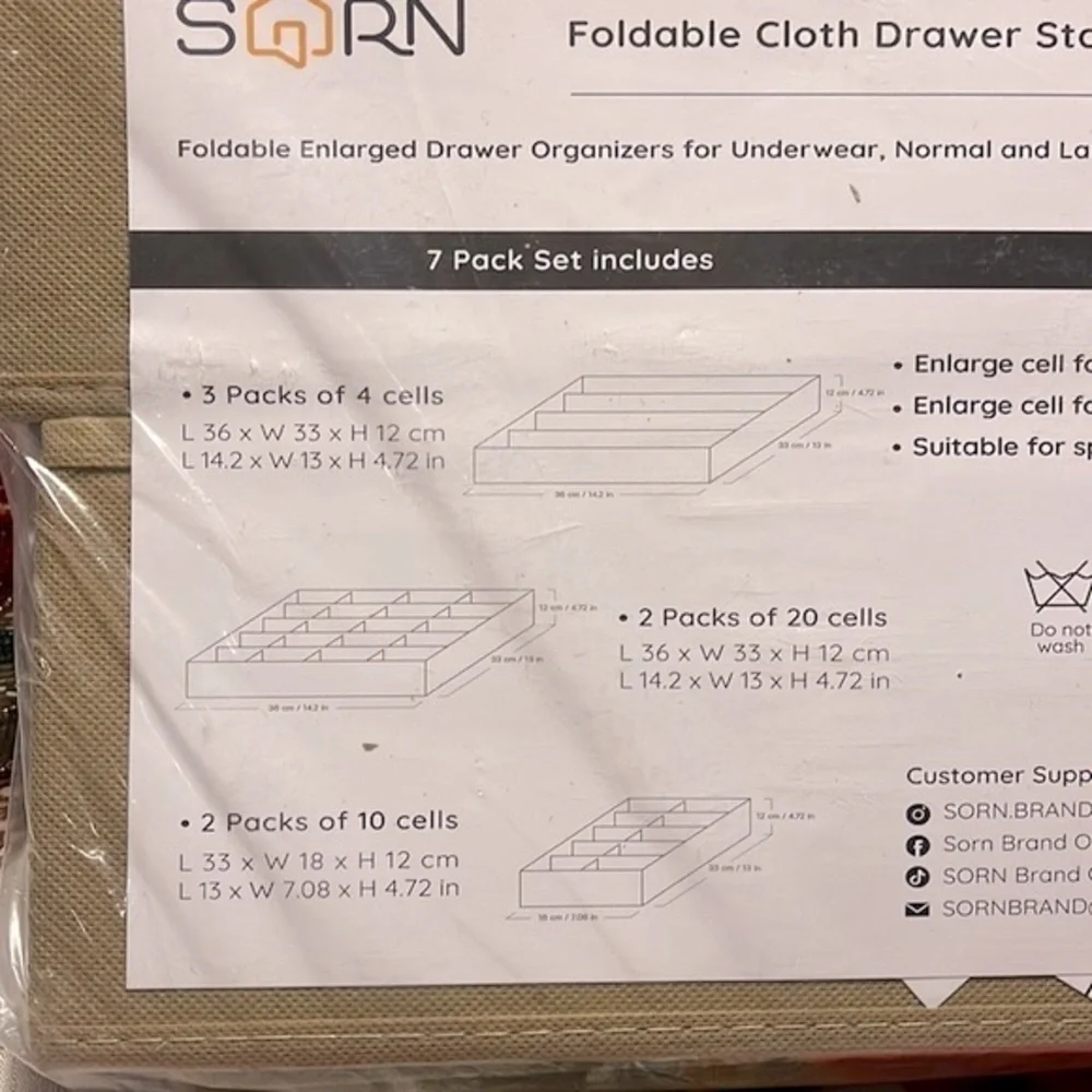 Brand New 7 Pack Foldable Drawer Organizers Dividers Clothing Storage Bras Socks